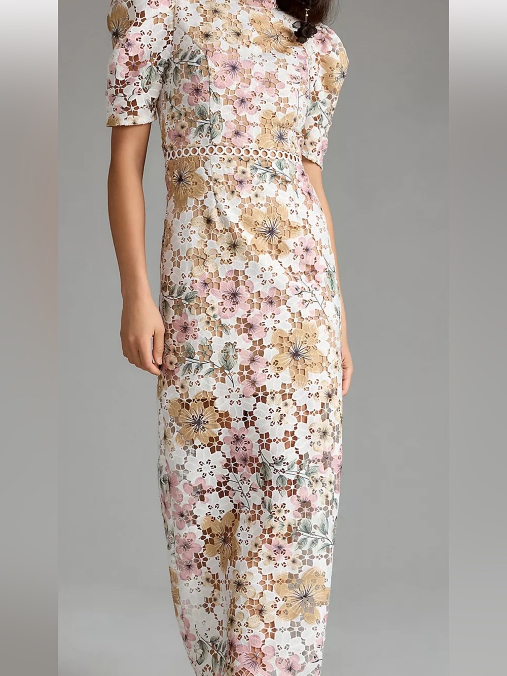 Anthropologie Elliatt Puff-Sleeve Mock-Neck Maxi Floral Dress XS
